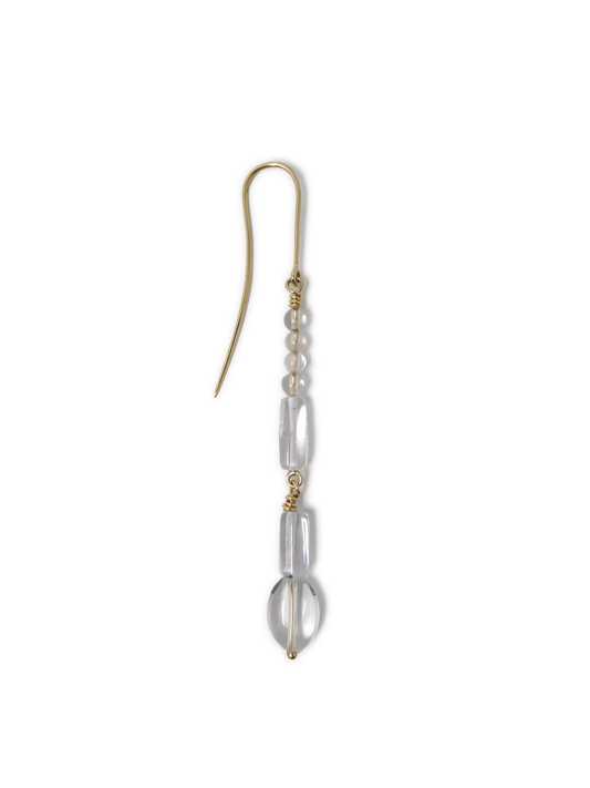 RUGIADA EARRING II - Solid 18K Yellow Gold, Rock Crystal