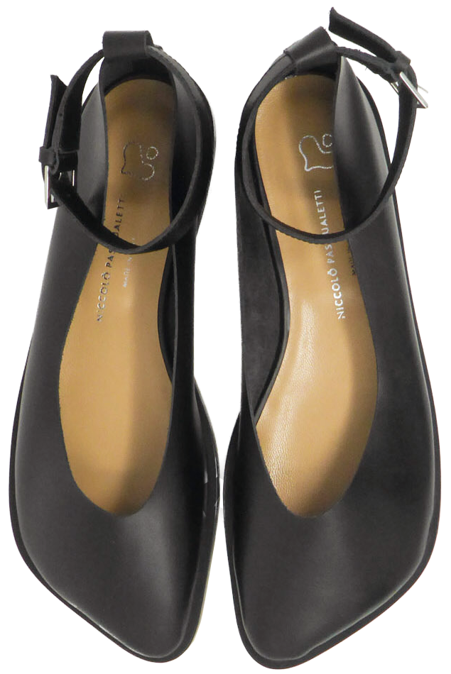OBLIQUA ANKLE-STRAP FLATS - CALFSKIN LEATHER
