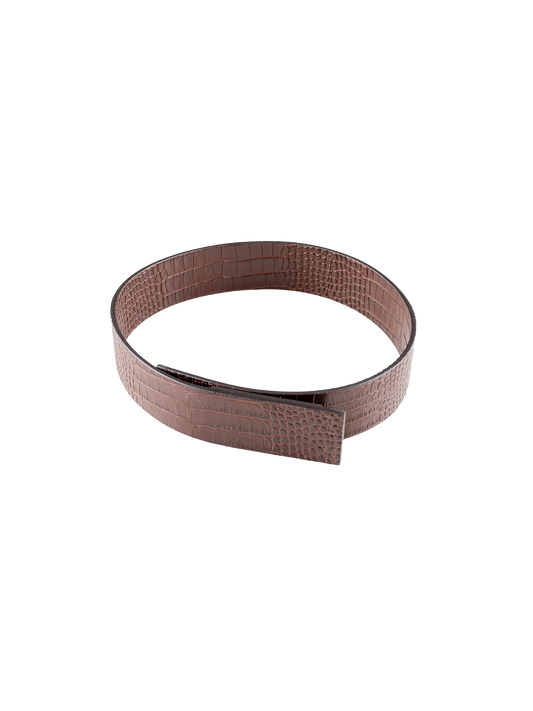 RIGID WIDE BELT - Crocodile-embossed Leather