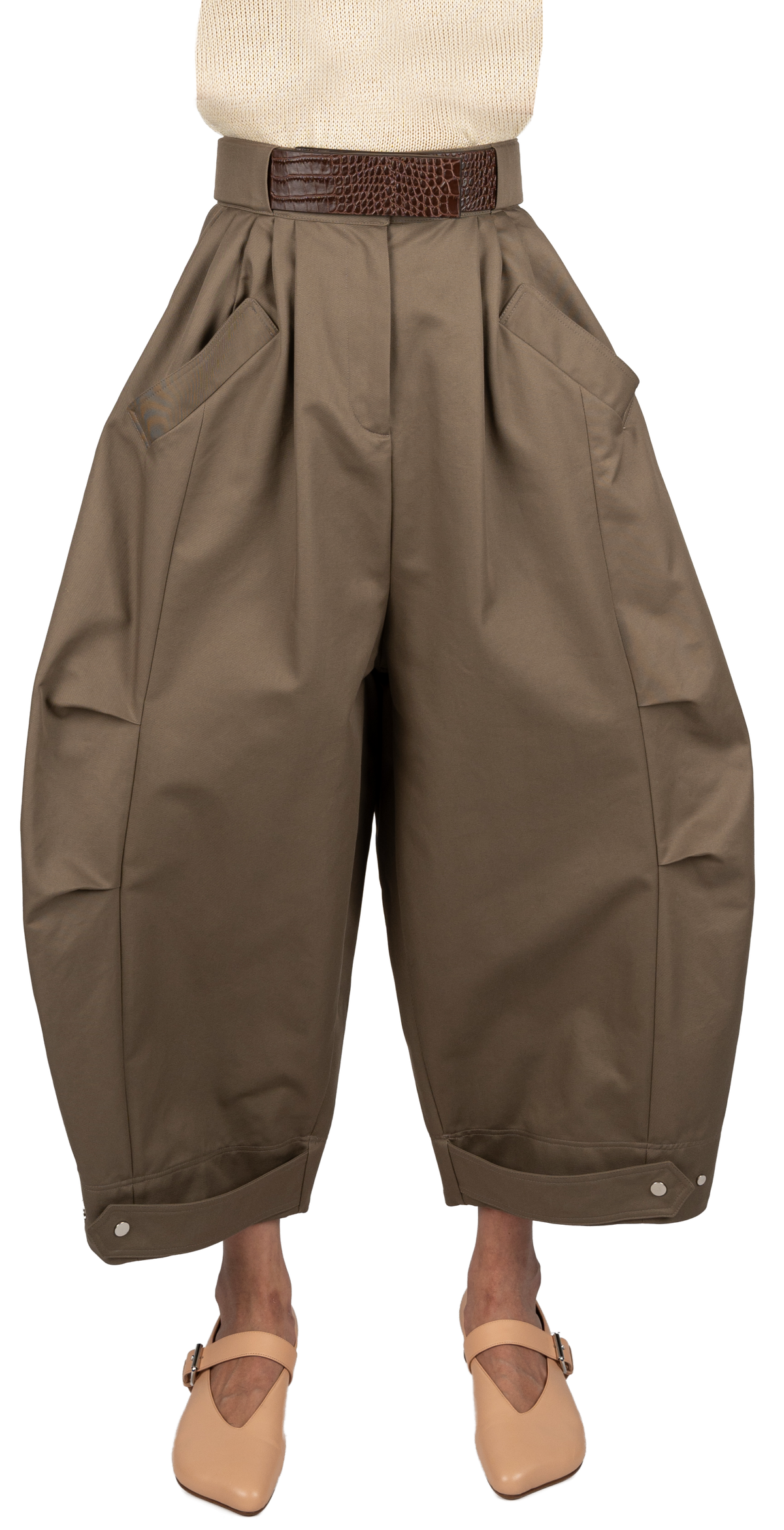 MONTAGE TROUSERS - COTTON TWILL / EMBOSSED LEATHER