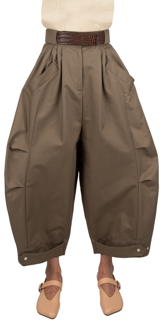 MONTAGE TROUSERS - COTTON TWILL / EMBOSSED LEATHER
