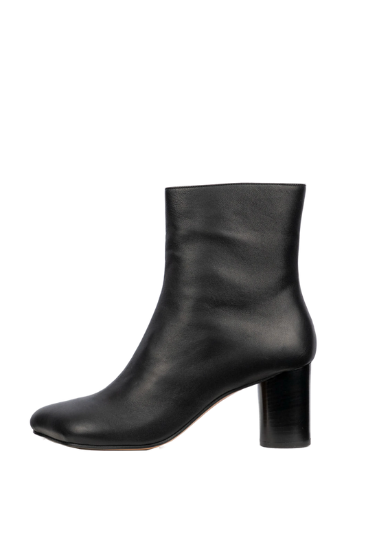 OBLIQUA BLOCK HEEL BOOTIES - CALFSKIN LEATHER