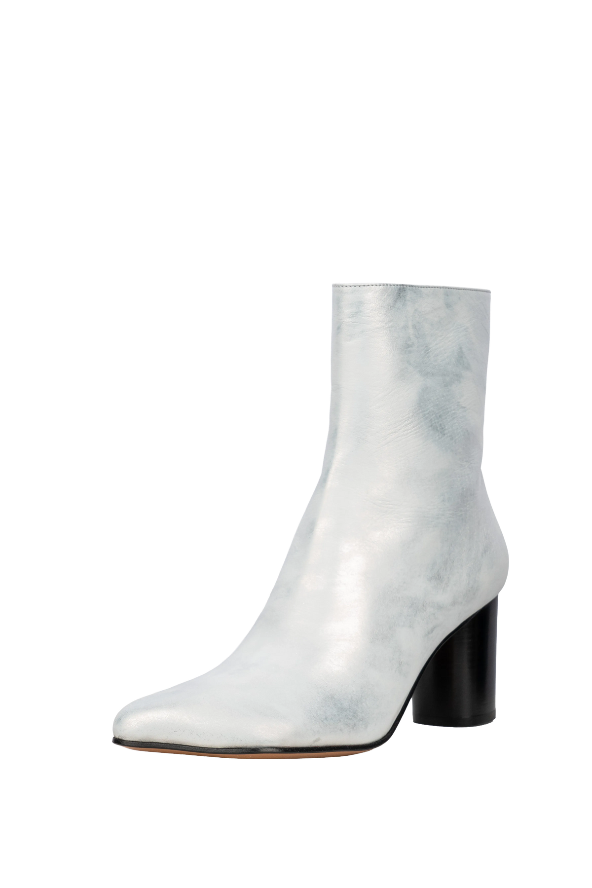 OBLIQUA BLOCK HEEL BOOTIES - CALFSKIN LEATHER