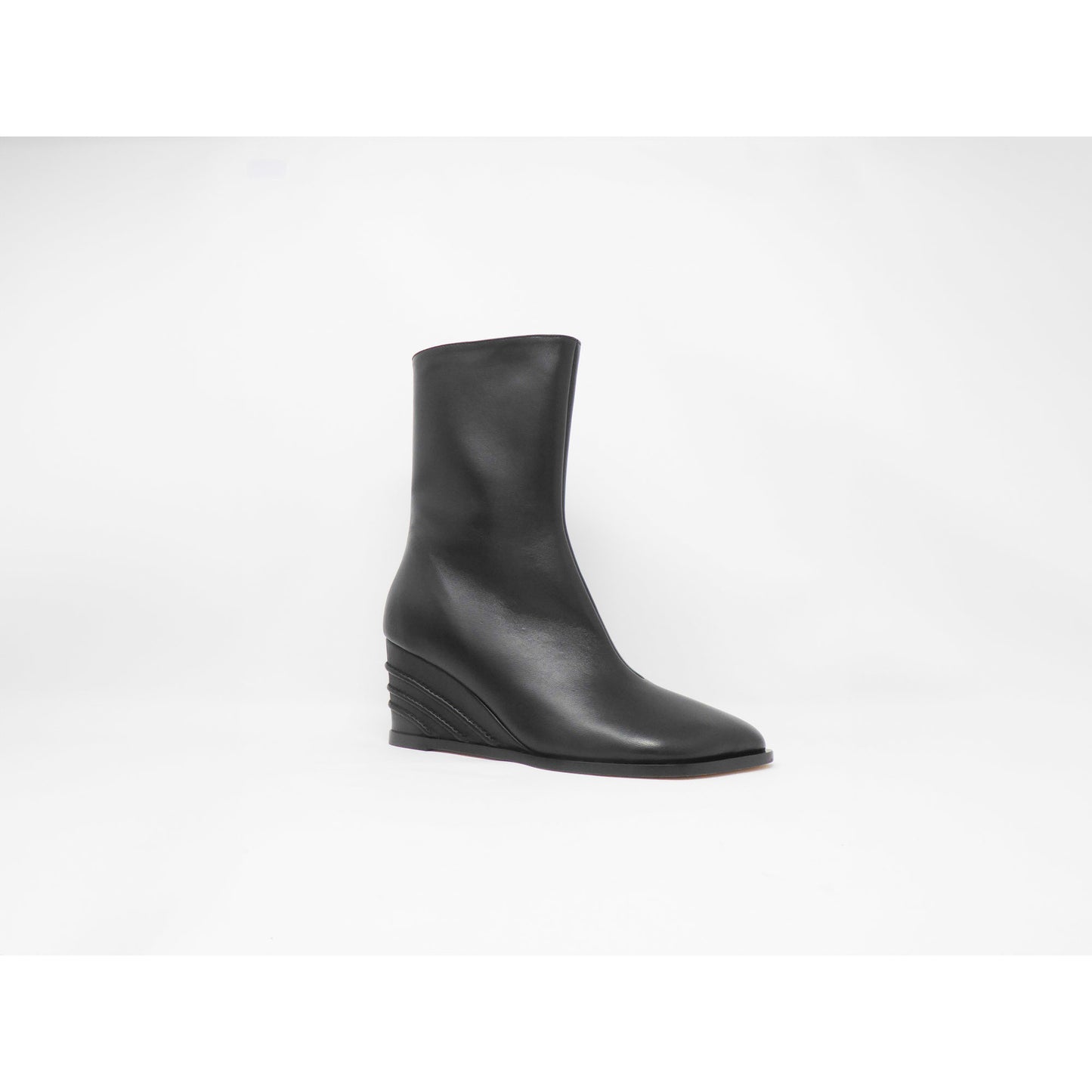 OBLIQUA WEDGED ANKLE BOOTS - Calfskin Leather