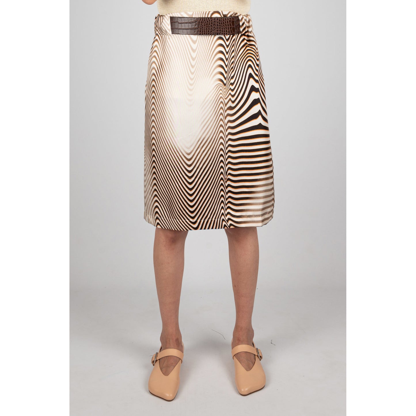 CHIMERA MIDI SKIRT - Printed Silk / Leather Belt