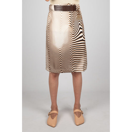 CHIMERA MIDI SKIRT - Printed Silk / Leather Belt